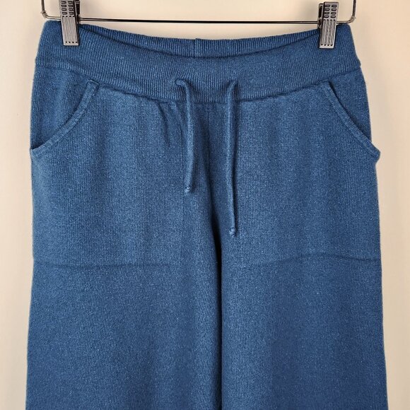 8 by YOOX Italy Wool Cashmere Blend Thick Knit Wide Leg Sweatpants Blue sz XS - Picture 3 of 8